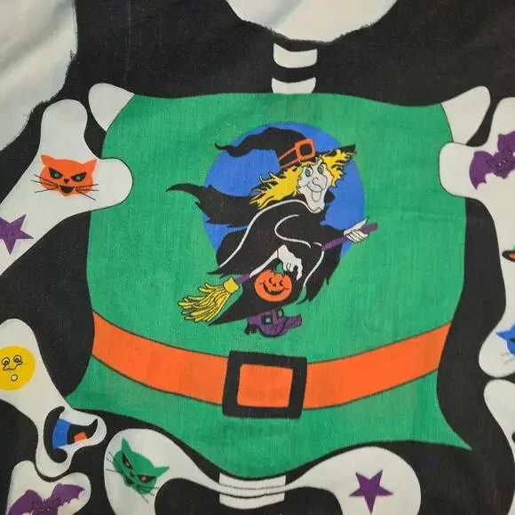 Vintage Skeleton Witch Pullover Halloween Costume Apron Mask Sheet 31" L 18" W - Picture 10 of 16